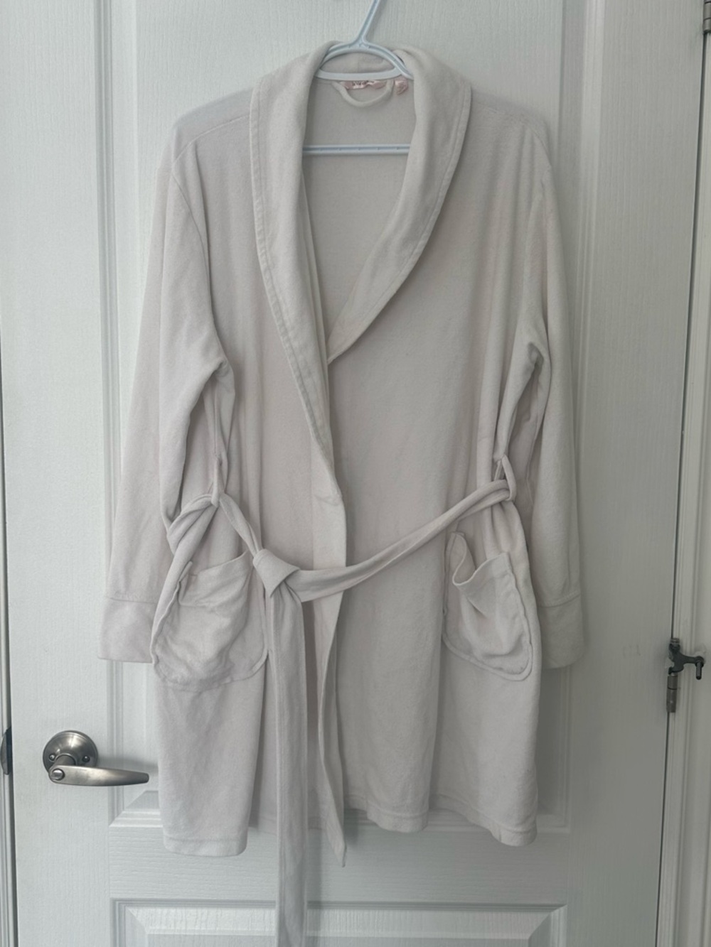 La Vie En Rose Women's White Cotton Short Robe Size Small - Picture 4 of 4